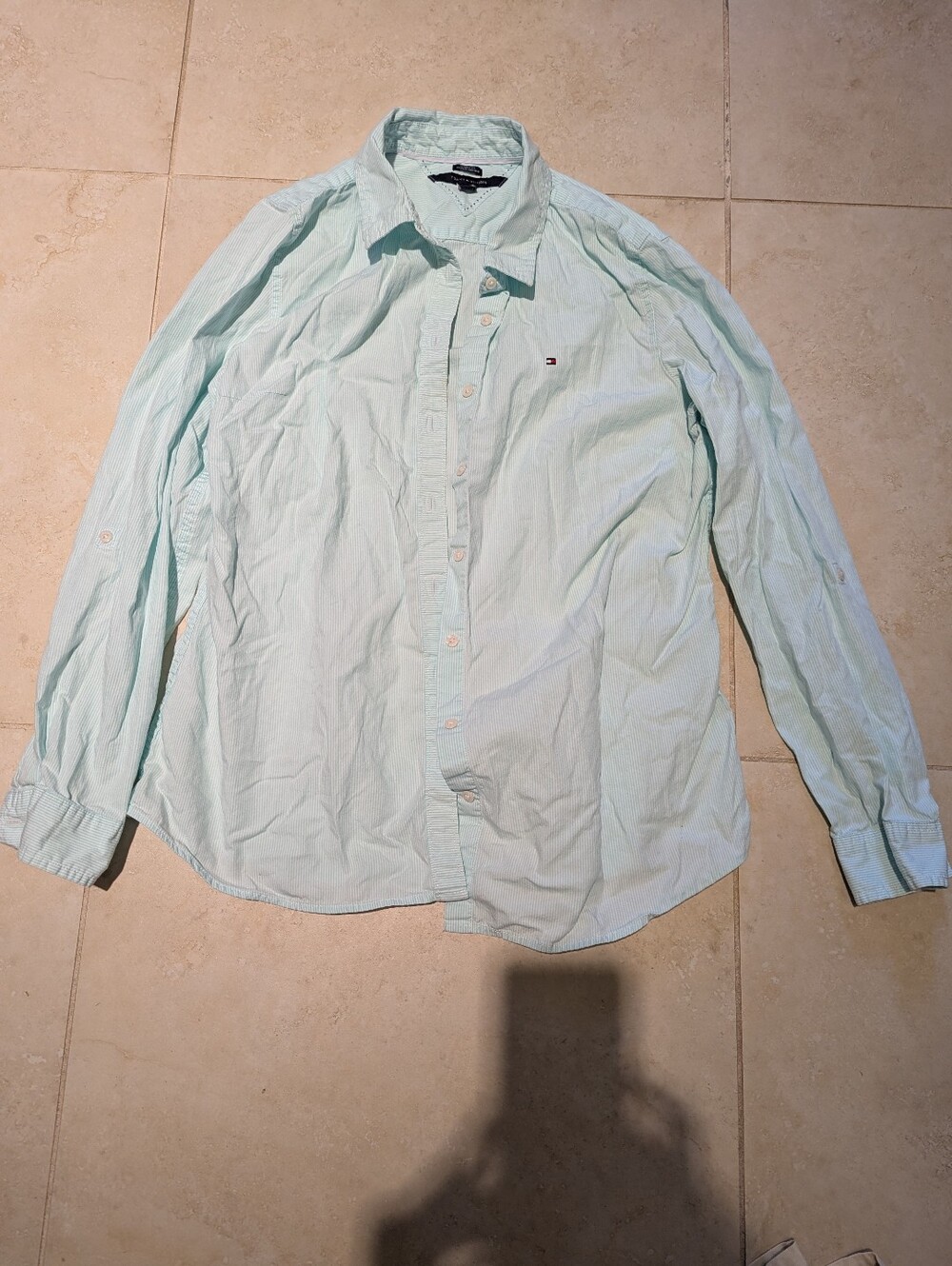Tommy Hilfiger Mint Pinstripe Women's Button-Down Shirt